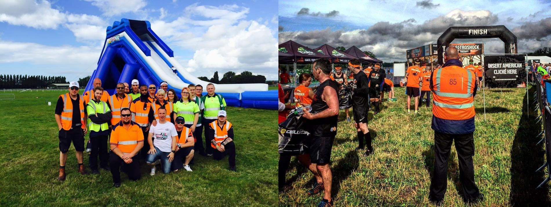 Two images side by side showing Gallowglass Security officers on duty at various events.