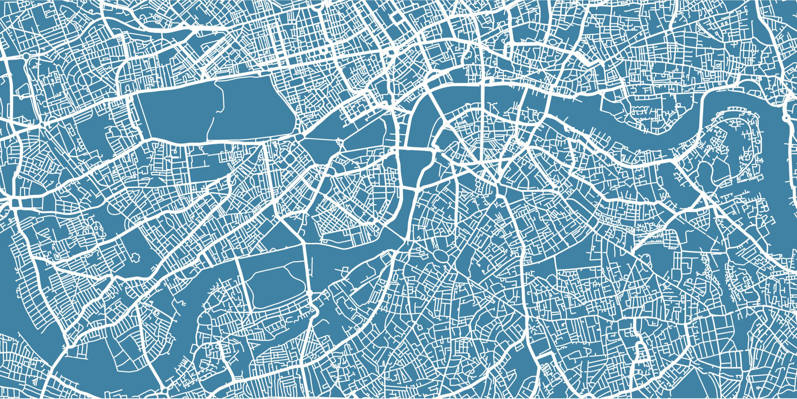 A blue and white map of West & Central London